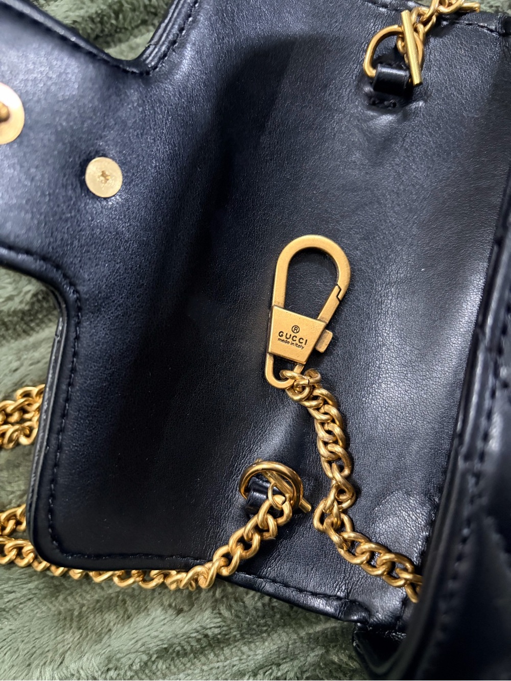 Gucci Black Matelassé Mini Shoulder Bag with Gold GG Chain - Picture 4 of 7